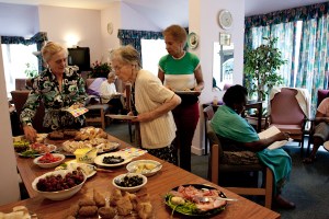 Participants enjoying some food and drink at Fitzrovia Court at the launch event