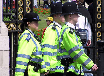 Police officers walking.