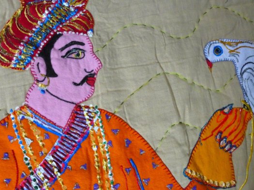 Detail of man with bird.