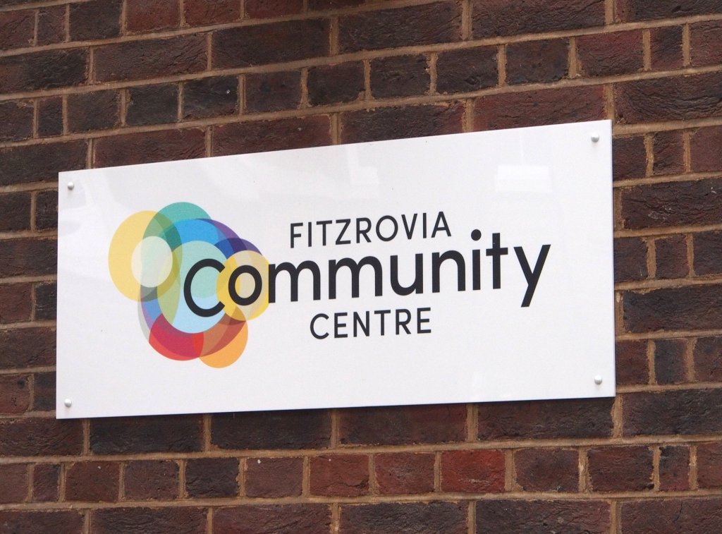 Sign saying Fitzrovia Community Centre.